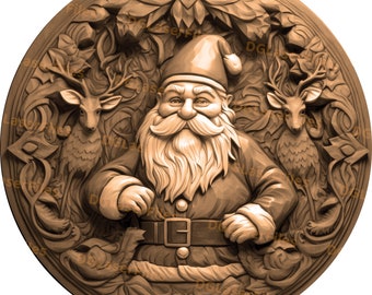 Laser Engrave File | 3D Illusion | PNG For Engraving | Glowforge | Design For Laser | PNG Burn | Digital File | Santa Claus | Christmas