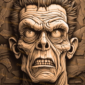 Laser Engrave File | 3D Illusion | PNG For Engraving | Glowforge | PNG Burn | Digital File | Lightburn | Halloween | Scary | Zombie