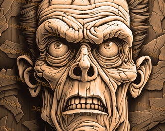 Archivo de grabado láser / Ilusión 3D / PNG para grabado / Glowforge / PNG Burn / Archivo digital / Lightburn / Halloween / Scary / Zombie