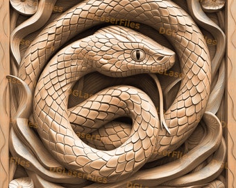 Laser Engrave File | 3D Illusion | PNG For Engraving | Glowforge | Design For Laser | PNG Burn | Digital File | Viper | Carved Look | Snake