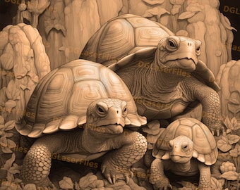 Laser Engrave File | 3D Illusion | PNG For Engraving | Glowforge | Design For Laser | PNG Burn | Digital File | Turtles