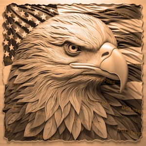Laser Engrave File | 3D Illusion | PNG For Engraving | Glowforge | Design For Laser | PNG Burn | Digital File | American Flag | Eagle