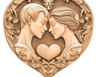 Amantes / Corazón / Novia / Boda / Día de San Valentín / Quemadura láser / Grabar archivo PNG / Ilusión 3D / Lightburn / X TOOL / Glowforge