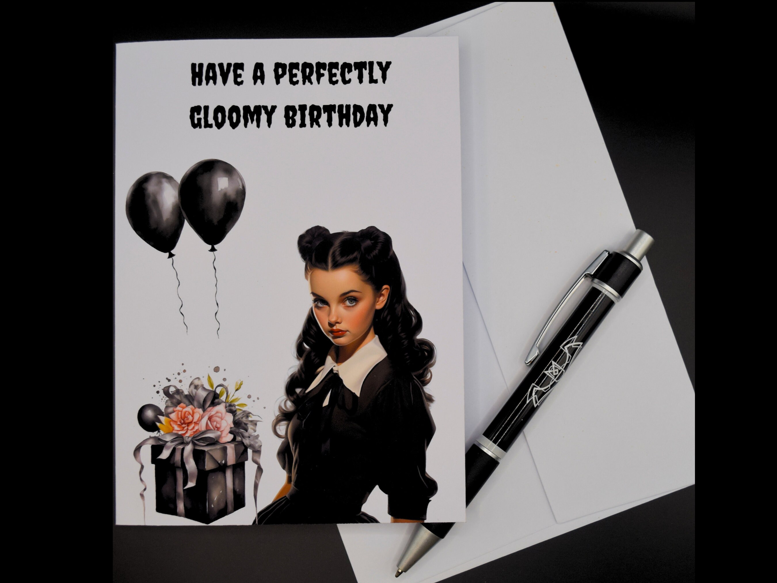 Biglietto Di Compleanno Ragazza Gotica Anime - 145x145 Mm Piegato