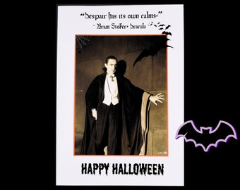 Count Dracula Halloween card | Bram Stoker quote card | despair has own calms | vampire bat greeting card | spooky Halloween greeting card