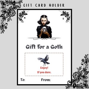 Gothic druckbare Geschenkkartenhalter für alle Anlässe | Goth Girl Geschenkkartenhalter | Gruselige dunkle Geschenkkarte | Instant Geschenk Kartenhalter für Freund