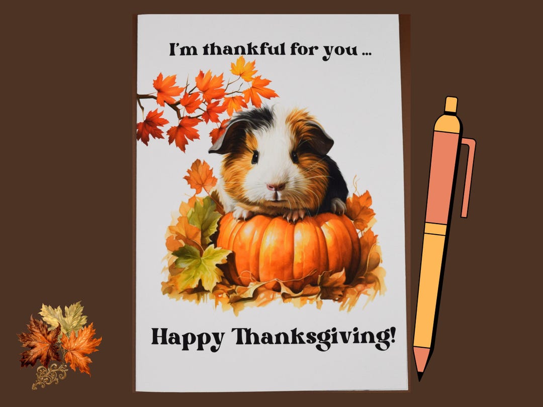 Guinea Pig Happy Thanksgiving Thankful Card | Thanksgiving Cute Cavies ...