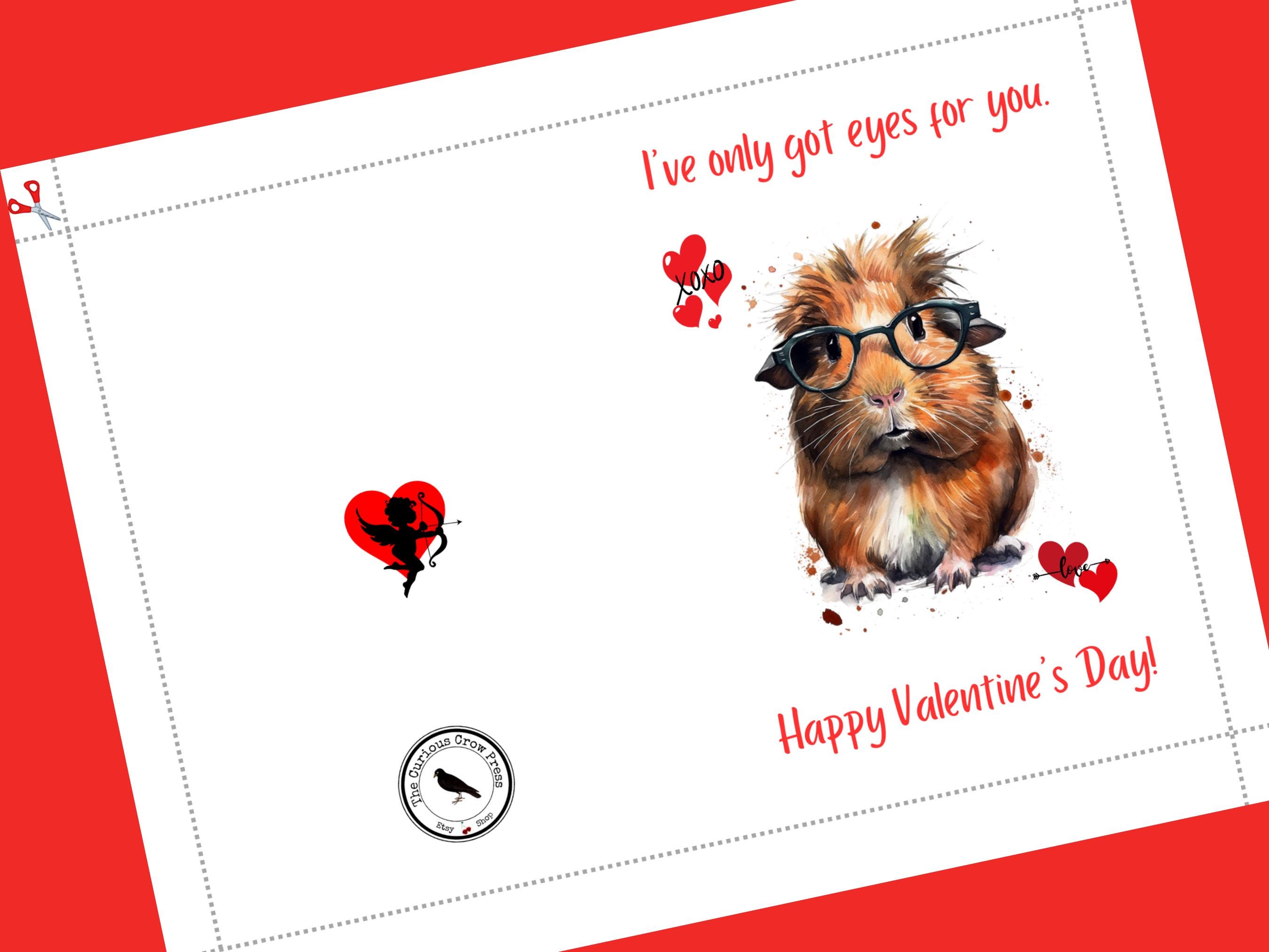 Guinea Pig Valentines Day Printable Card | Instant Happy V Day Card ...