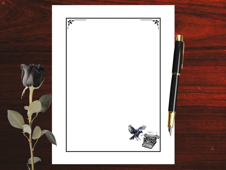 Crow Raven Typewriter Printable Stationery | Gothic Bird Dark Academia ...
