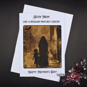 Karta na Dzień Matki w stylu gotyckim | Karta na Dzień Matki w stylu gotyckim | Karta na Dzień Matki w stylu bat-spooky-mrocznym | Karta na Dzień Matki w stylu macochy i córki