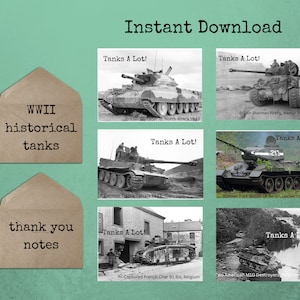 beaucoup de réservoirs | Merci beaucoup | de remerciement de réservoir | téléchargement immédiat | numérique imprimable | Militaire de la Seconde Guerre mondiale | Sherman Tiger I Crusader T34 M10