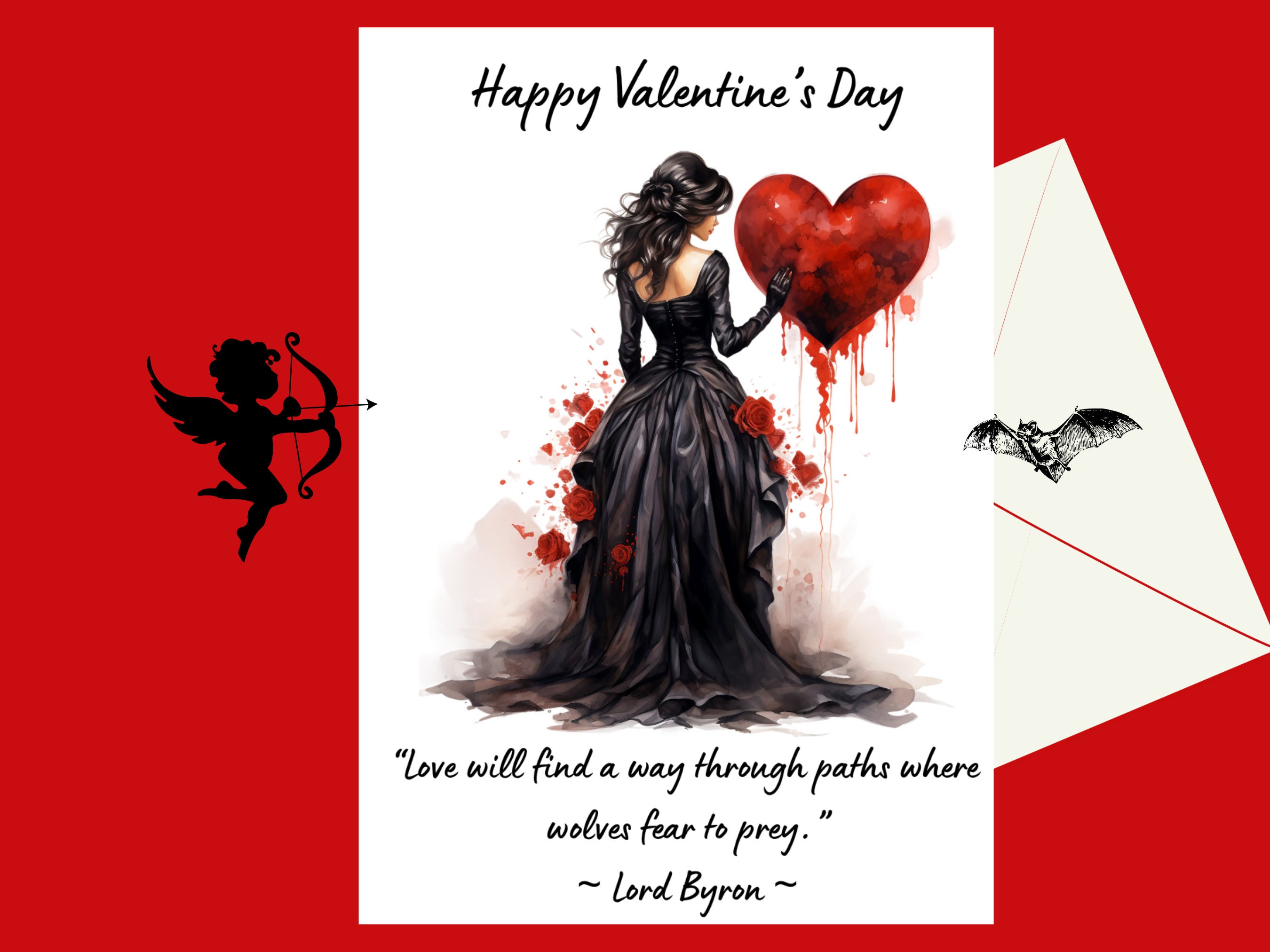 Goth Woman Valentines Day Printable Card