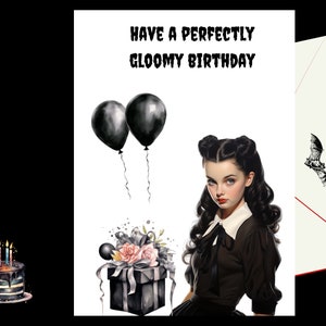 Printable Goth Girl Birthday Card | gothic Happy Birthday card |  5x7 instant card | funny bday card | dark spooky digital birthday card