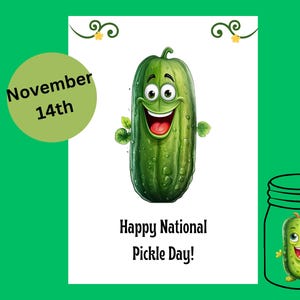 Biglietto stampabile per la giornata nazionale dei sottaceti / biglietto di auguri per i sottaceti / giornata nazionale dei pekel / biglietto del 14 novembre / biglietto PDF per la salamoia dei cetrioli