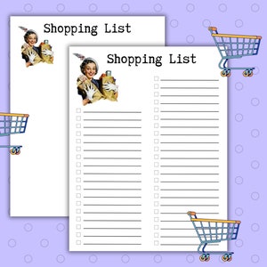Printable Shopping List | Printable Grocery List | Vintage Printable Shopping List | Printable Grocery List | digital shopping list | Retro