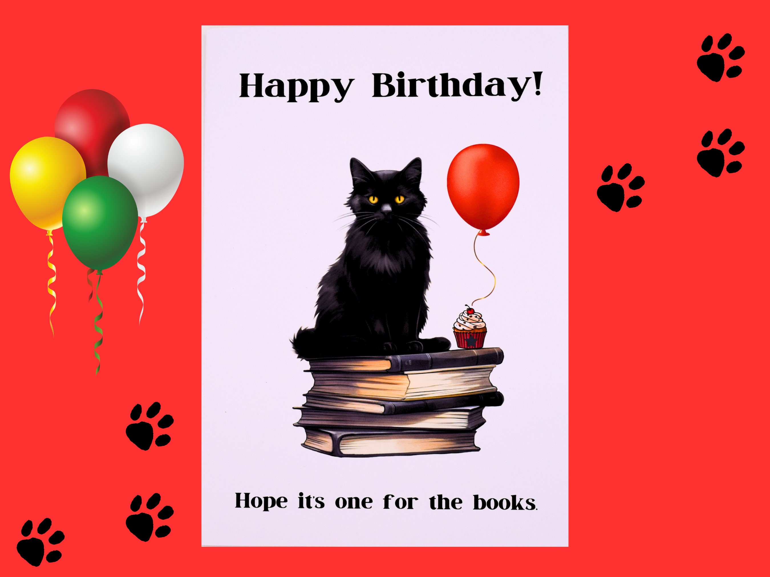 Carte D'anniversaire Chat Et Livres | Carte De Joyeux Anniversaire De Chat  Noir | Carte D'anniversaire Chat Livres | Carte D'anniversaire Pour  Amoureux Des Livres Et Des Chats | Ami Carte De, image size:2700x2025