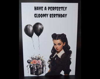Goth Girl Birthday Card | gothic Happy Birthday card | 5x7 card | alternative bday card | dark spooky birthday card | gothic inspired card