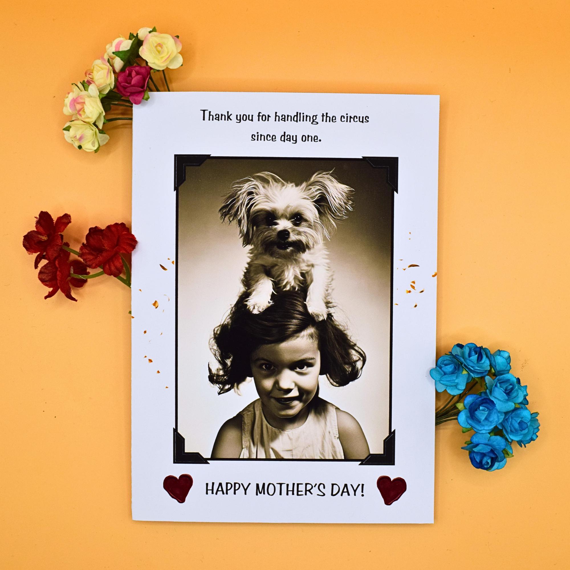 Funny Girl and Dog Mothers Day Card | Thank You for Handling the Circus ...