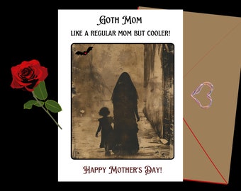 Tarjeta gótica para el Día de la Madre / Tarjeta gótica para el Día de la Madre imprimible / Feliz Día de la Madre espeluznante / Tarjeta alternativa para el Día de la Madre / Tarjeta instantánea de mamá gótica de 5 x 7