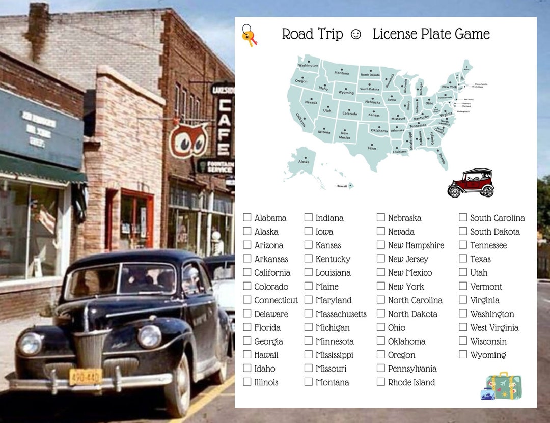 Car Game Printable License Plate Game Kids Road Trip Game - Etsy