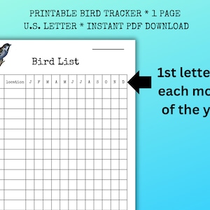 Printable Bird List Tracker | Bird Log Journal | Charlotte Mason Nature ...