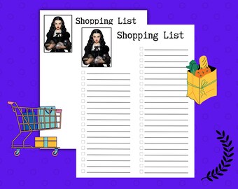 Lista della spesa stampabile / Lista della spesa stampabile / Lista della spesa gotica / Lista della spesa stampabile / lista della spesa digitale / Ragazza Goth