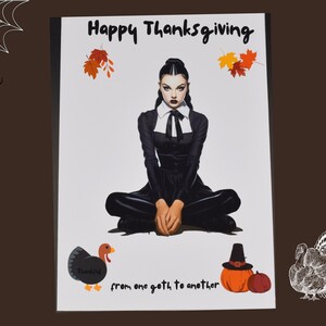 Thanksgiving Gothic Card | dark Thanksgiving | Spooky Turkey Day Card | unique thankful Card | Goth Girl card for friend | Friendsgiving