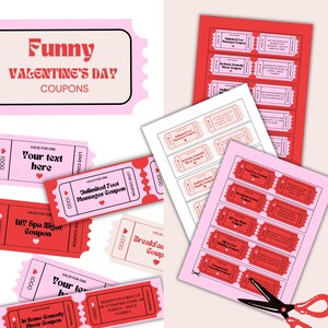 Funny Customizable Love Coupons | Printable Valentines Day Coupons | Funny Love Coupons | Valentines Ticket | Love Coupon Book