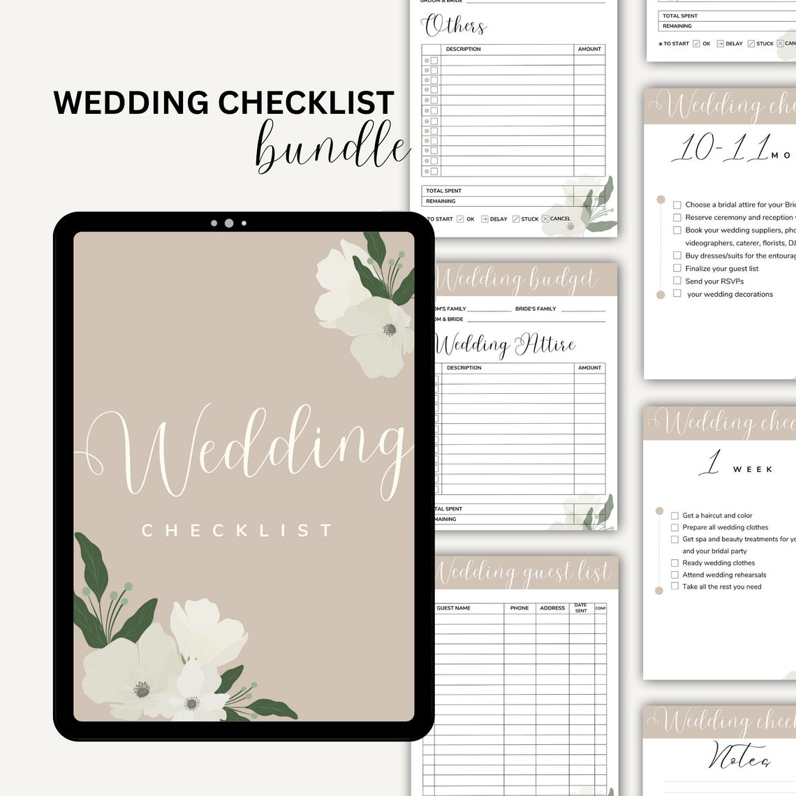 Printable Wedding Planning Checklist Wedding Checklist Customizable ...