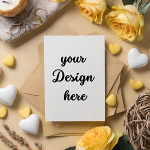 Mockup di biglietto di San Valentino / Mockup di biglietto d&#39;auguri / Mockup di invito / Mockup di carta estetica / Immagine JPG Mockup di San Valentino