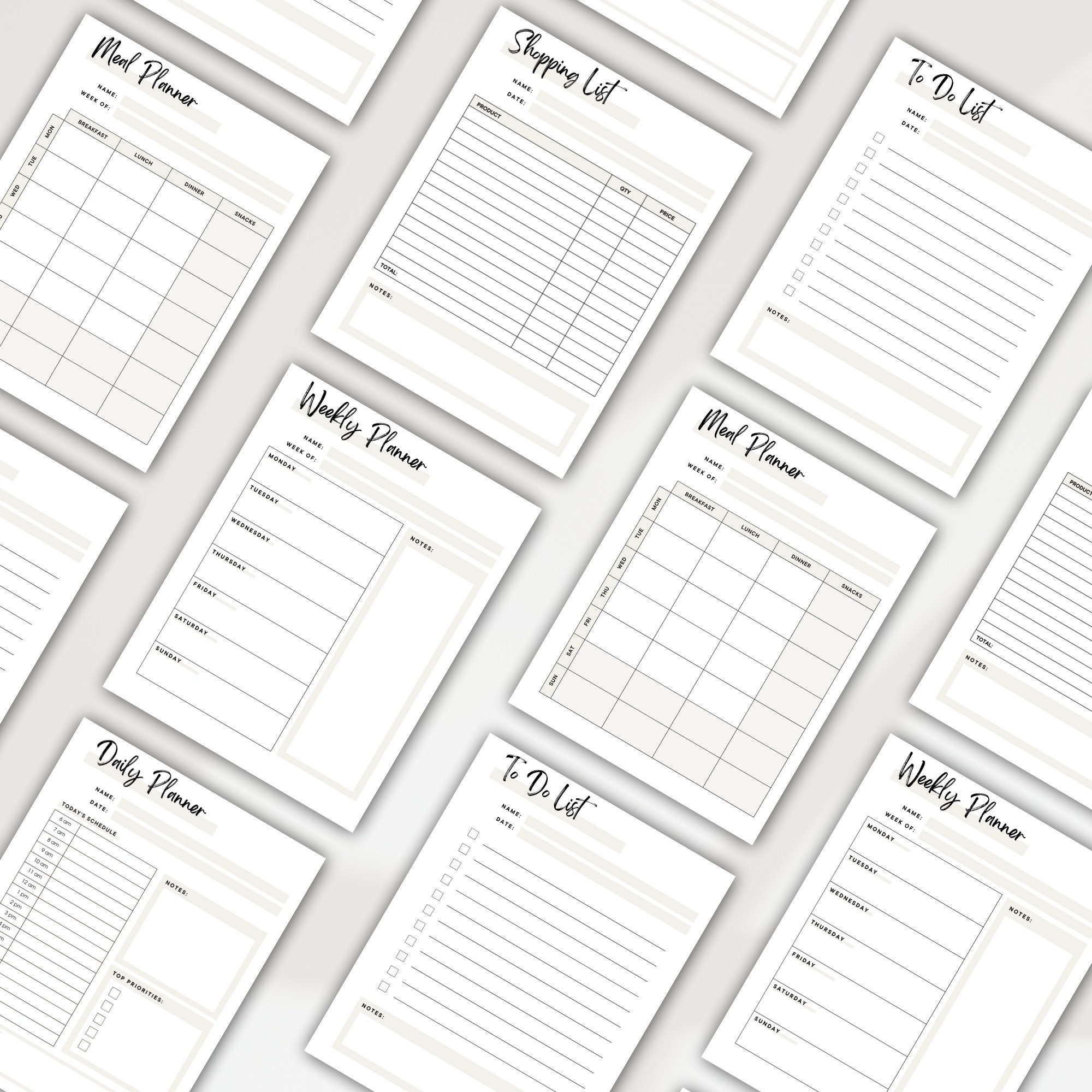 Printable Planner Templates Bundle | 5 Designs | Digital PDF Files ...