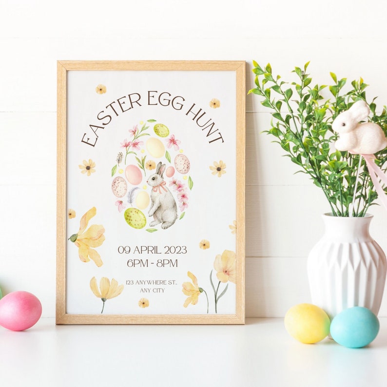 Editable Easter Egg Hunt Flyer Template, Easter Bunny Invitation ...