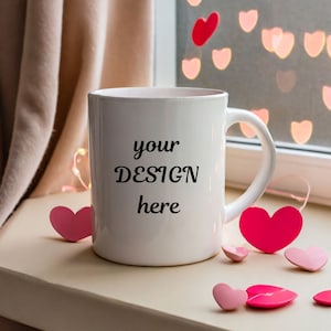 Valentines Day Mug Mockup | Coffee Mug Mockup for Valentine&#39;s Day | Ceramic Mug Mockup on Romantic Background