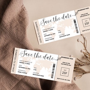 Descarga instantánea de la tarjeta de embarque Guardar la plantilla de fecha, invitación de boleto de avión, invitación de tarjeta de embarque personalizada