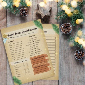 Printable Secret Santa Questionnaire | Christmas gift exchange | Secret Santa Wish list | Office gift exchange survey