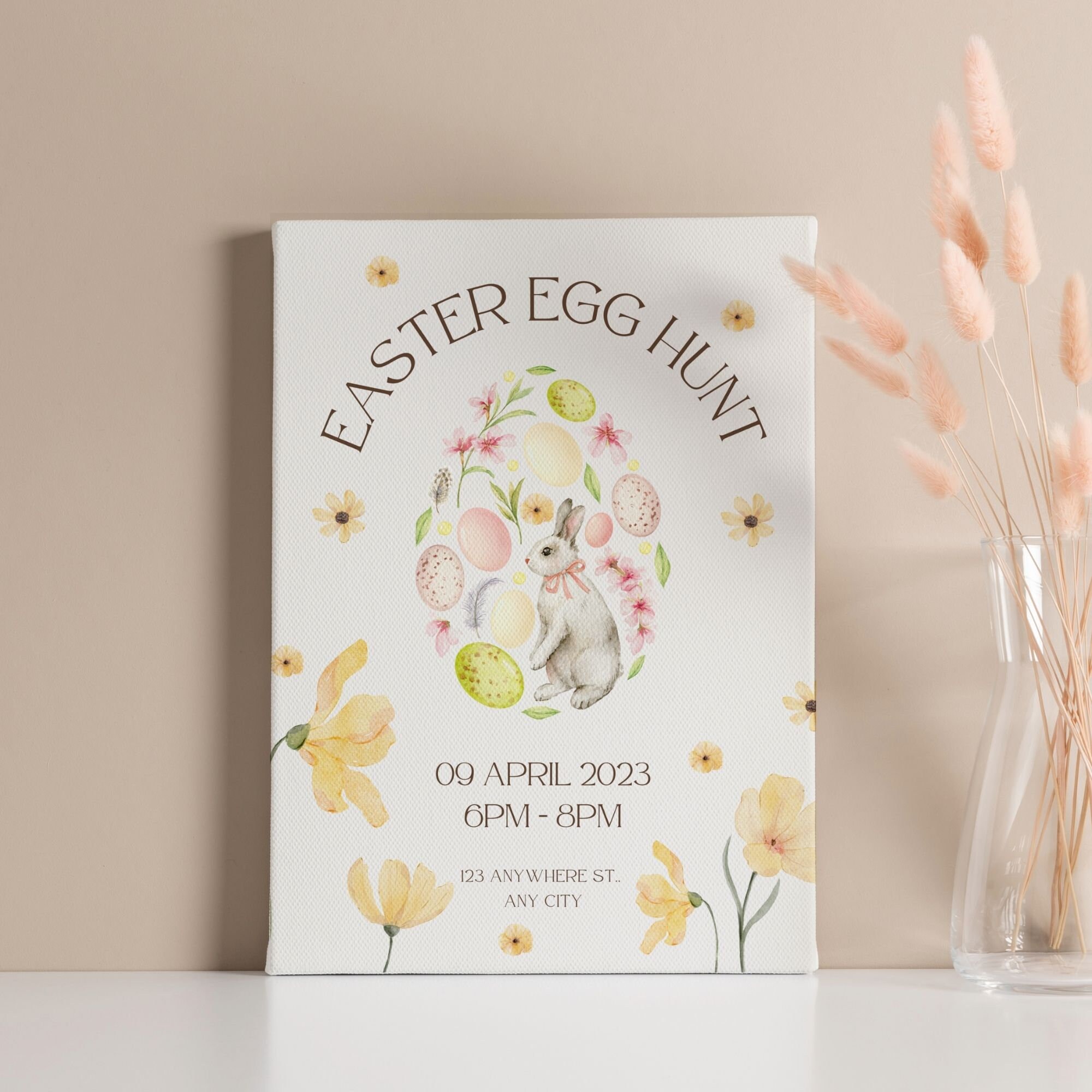 Editable Easter Egg Hunt Flyer Template, Easter Bunny Invitation ...