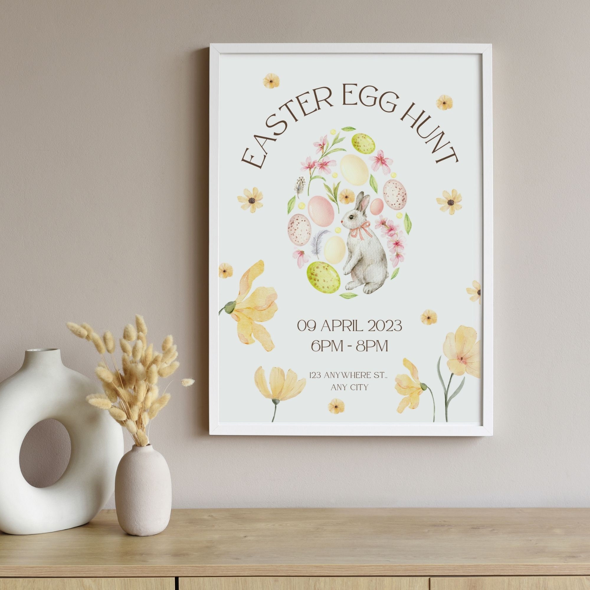 Editable Easter Egg Hunt Flyer Template, Easter Bunny Invitation ...