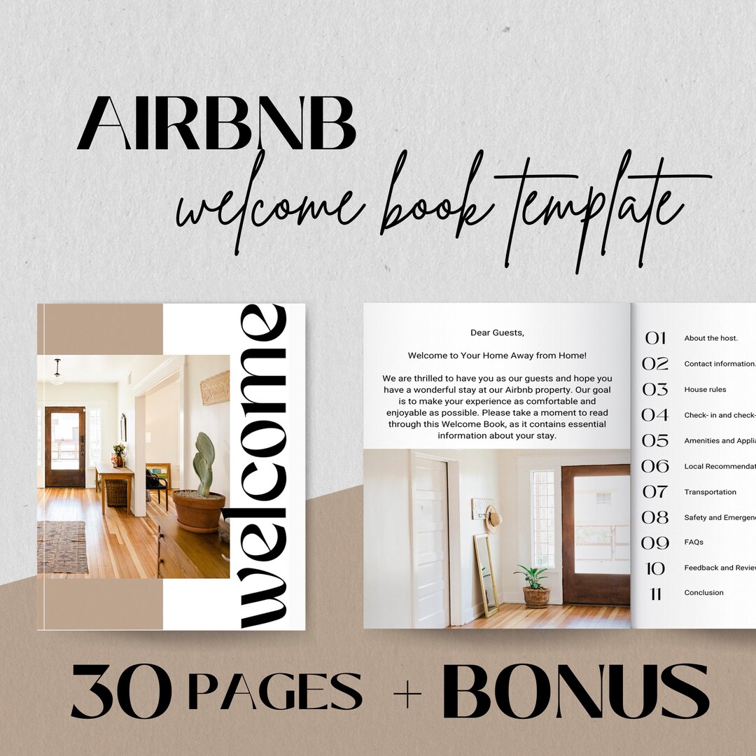 AIRBNB Book Template Editable Airbnb Guest Book Canva