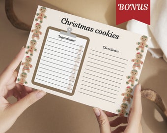 Christmas Cookies Recipe Card Template: Editable Family Recipe (Digital Download)