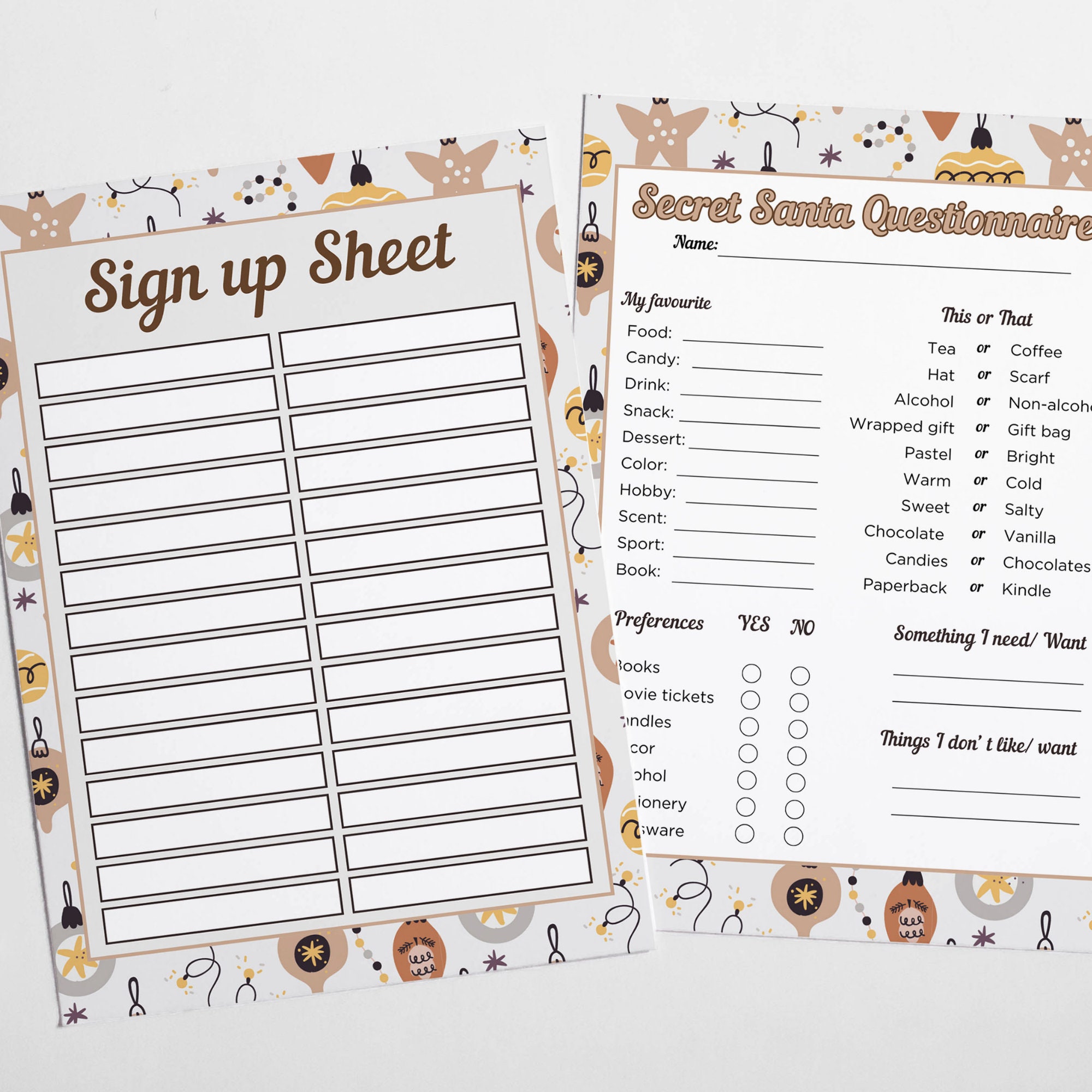 Work Secret Santa Bundle | Office Secret Santa Complete Questionnaire ...
