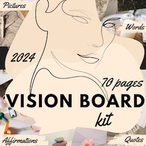 Kit Vision Board 2024 : Manifestez vos rêves avec 15 catégories de citations, d'affirmations et d'images | Conseil de vision du Nouvel An | Tableau des rêves