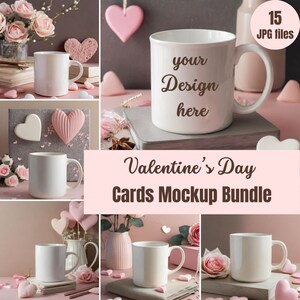 Valentine&#39;s Day White Coffee Mug Mockup Bundle | Valentines Mug Mockup | Ceramic Coffee Mug Mockup | Mug Mockup Bundle