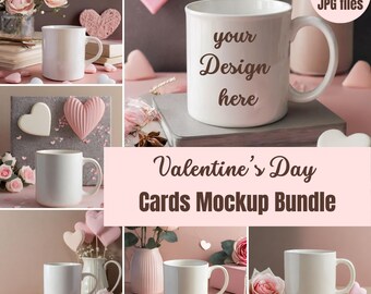 Valentine's Day White Coffee Mug Mockup Bundle | Valentines Mug Mockup | Ceramic Coffee Mug Mockup | Mug Mockup Bundle