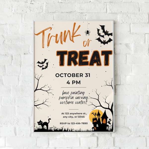 Editable Trunk or Treat Flyer Set | Fall Festival Flyer | Halloween Invitation Template | Trunk or Treat Invitation Template