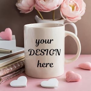 Valentines Day Mug Mockup | White Ceramic Valentines Mug Mockup | Coffee Mug Mockup | Coffee Mug Mockup Romance Theme