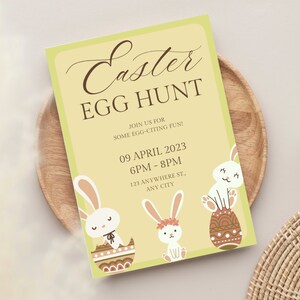 Easter Egg Hunt Invitation Template, Editable Easter Bunny Invitation, Easter Celebration Invitation, Editable Egg Hunt Invite