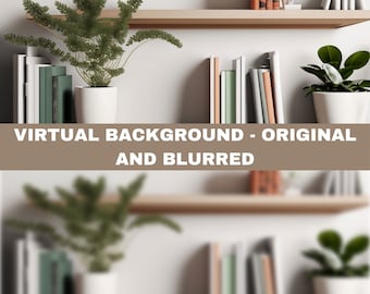 Minimal Bookshelf Zoom Background | Home Office Zoom background | Virtual Meeting Background | Teams Background | Bookcase Background
