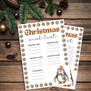 Weihnachtswunschliste | Kinder Weihnachtswunschliste | Weihnachtsgeschenk Liste Printable | Weihnachtsnotizen | Wunschliste 2023 zum selbst Ausdrucken