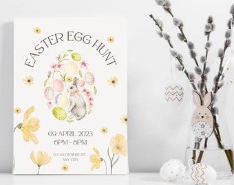 Editable Easter Egg Hunt Flyer Template, Easter Bunny Invitation Template, Easter Celebration Flyer, Spring Event Flyer Template