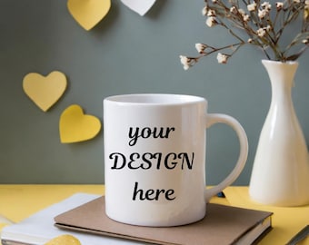 Valentinstag weiße Kaffeetasse Mockup | Keramik Kaffeebecher Mockup | 11 Unzen weiße Tasse Mockup | Valentinstag Mug Mockups